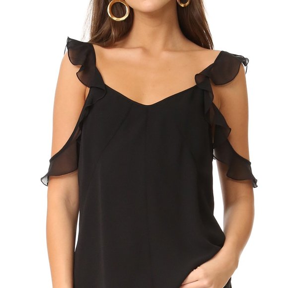NWTCheryl S/L Ruffle top Black